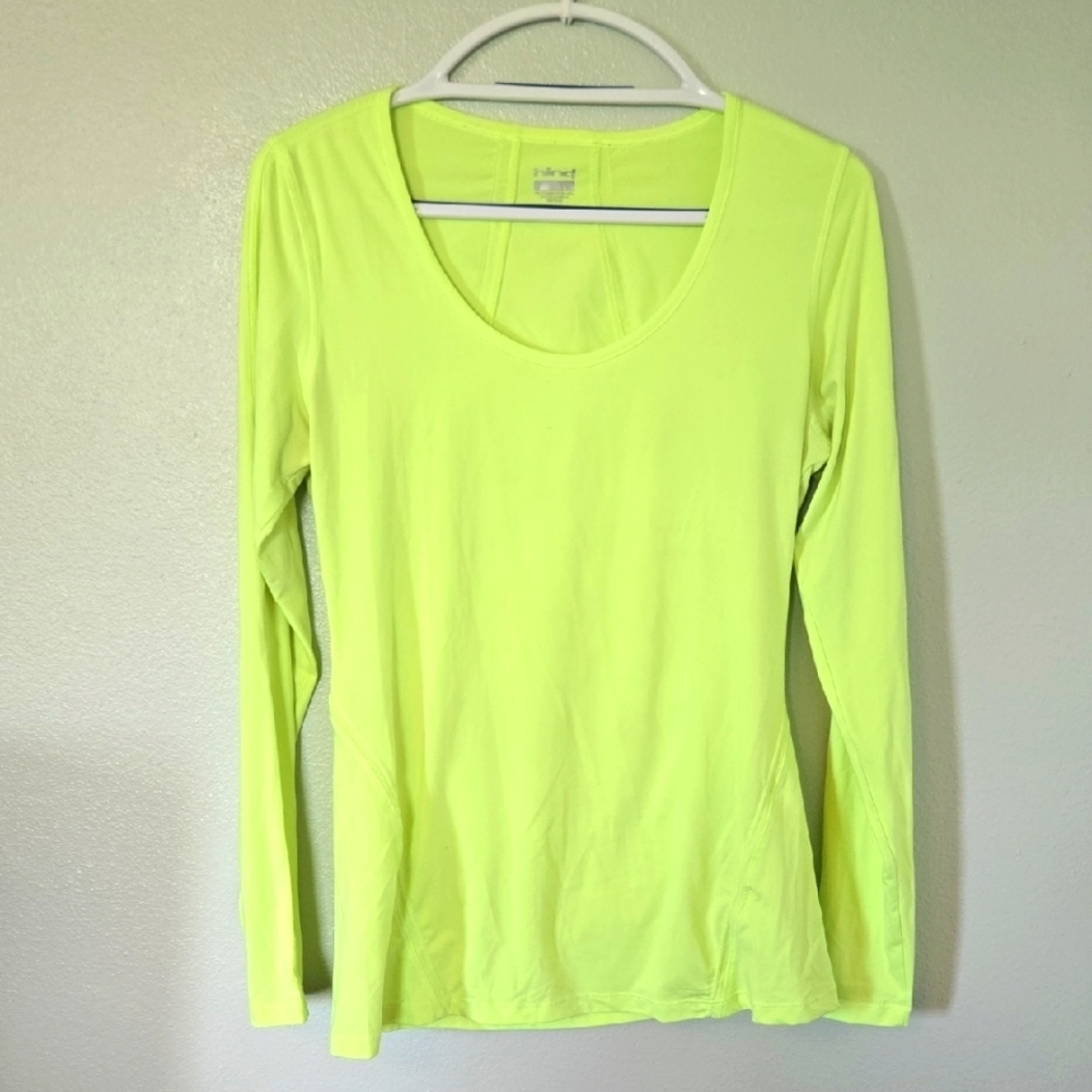 Hind Neon Yellow Long Sleeve Scoop Neck Tee Size Medium